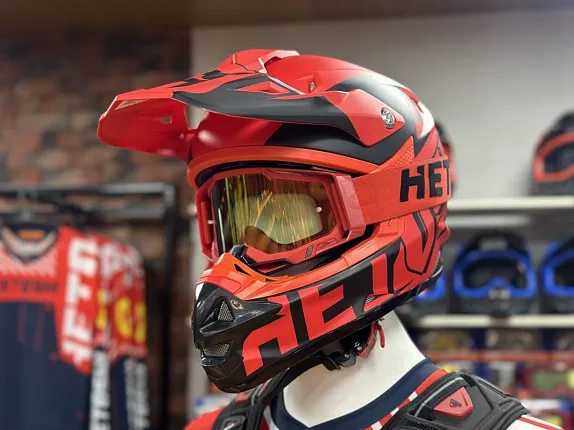 Шлем кроссовый HETOSHI OF836 EXOSS CROSS PRO MX289 цв.Красный с черными вставками Матовый р.XS